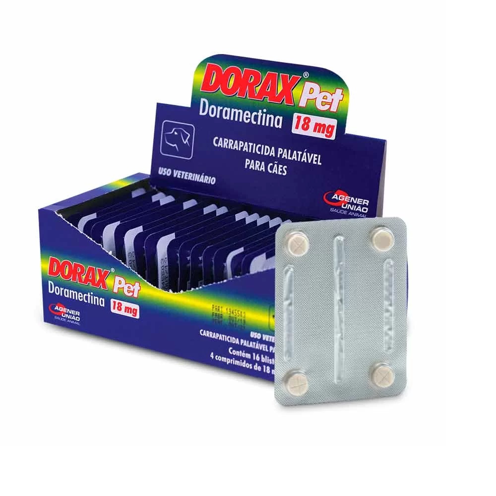 Carrapaticida Dorax Pet Doramectina Palatável 1 Blister com 4 Comprimidos para Cães