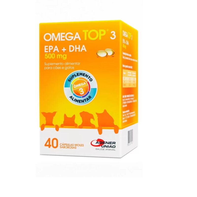 Suplemento Alimentar Ômega Top 3 500 mg para Cães e Gatos